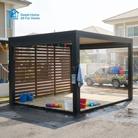 Pergola Bioclimatique Motorisée en Aluminium à Lames Orientables LED Écologique Sweet Home avec Toit Rétractable pour Patio Extérieur