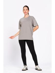 Munns & Mars <b>Women's</b> Grey Cotton Oversized T-<b>Shirt</b> With Solid Casual Design Premium Style For Daily Wear Travel Shopping Bulk - Product Image 3