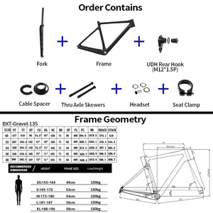 Khung xe đạp Gravel <span class=keywords><strong>Carbon</strong></span> BXT UDH, dây dẫn hoàn toàn ẩn, khung và phuộc <span class=keywords><strong>Carbon</strong></span>, trục xuyên, phanh đĩa <span class=keywords><strong>Carbon</strong></span>, khung xe đạp đường trường <span class=keywords><strong>MTB</strong></span> <span class=keywords><strong>Carbon</strong></span> - Product Image 3