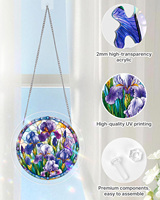 Rompecabezas de acrílico con diseño de iris y efecto vitral, atrapasueños de luz matutina, rompecabezas de formas irregulares, decoración colgante para ventana, hecho a mano DIY