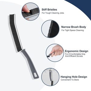 Plastic Long Handle Hard Bristle Sustainable Black Multifunctional Bathroom Crevice Corner <b>Gap</b> Cleaning Brush - Product Image 2