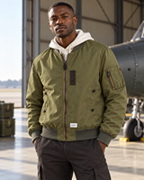 Blouson bomber léger en nylon pour homme avec poche sur la manche et bordures côtelées