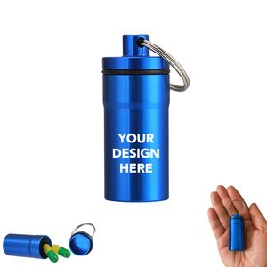 Custom Logo Aluminum Travel Pill Case Keychain Waterproof <b>Mini</b> <b>Storage</b> Container for Promotional Activities - Product Image 1