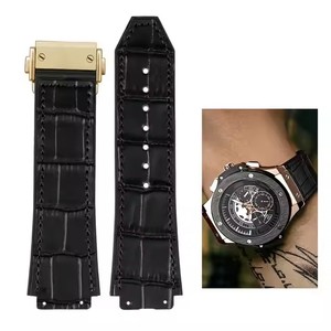 Bracelet de <span class=keywords><strong>montre</strong></span> en cuir de vache véritable neuf pour <span class=keywords><strong>homme</strong></span>, 25*19mm, marron noir, pour bracelet H Ublot BIGB ANG, fermoir en acier inoxydable, bracelet en caoutchouc - Product Image 3