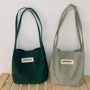 2024 New Design Beach Tote Foldable Reusable Shopping Bag for Women Canvas Cotton Recycled with Long Shoulder Strap