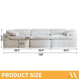 Canapé <span class=keywords><strong>Modulable</strong></span> Extra Large 120 Pouces Blanc avec Coussins Moelleux pour Salon - Livraison Gratuite en Stock - Product Image 6