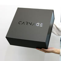 Boîte cadeau de luxe pliable en papier recyclable avec fermeture magnétique rigide noire et logo UV personnalisé pour chaussettes et vêtements