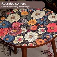 Meja Kopi Bundar Berbahan Kayu Solid dengan Motif Cetak, Cocok untuk Dekorasi di Ruang Tamu atau Kantor