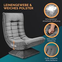 Dossier réglable 360 chaise de sol pliable rotative capacité de charge de 150 kg rembourré salon jeu Relax chaise de sol