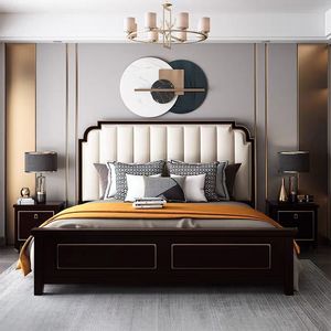 Cama ligera de lujo europea y americana de madera maciza, cama de almacenamiento de princesa Simple, cama suave doble Leal, muebles de dormitorio - Product Image 2
