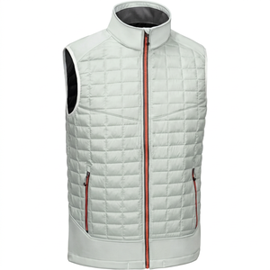 Chaleco Acolchado Impermeable Gris Claro para Hombre, Cuello Alto, Cierre de Cremallera, Sin Mangas, Estilo Deportivo, ODM para Otoño - Product Image 1