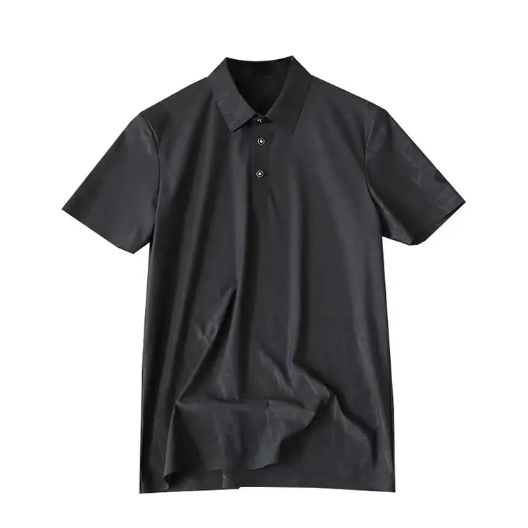 wholesale Custom Brand Summer Black Homme Short Sleeve Turn Down Collar Casual Tops polo
