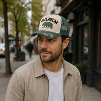 Casquette de baseball personnalisée en velours côtelé, style trucker, à 5 panneaux, dos en maille, bicolore, respirante, avec broderie animale