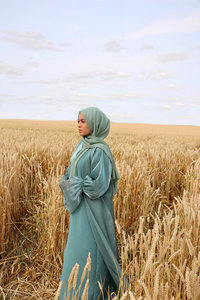 Vêtements islamiques de style ethnique, abayas pour femmes arabes, <span class=keywords><strong>robe</strong></span> kimono en organza avec voile, ensemble de 3 pièces, abaya pour femmes musulmanes - Product Image 3