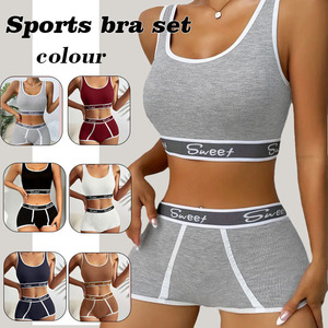 Ensemble de <span class=keywords><strong>soutien</strong></span>-gorge de sport respirant uni à taille mi-haute pour femmes. Design sans couture, extrêmement confortable, <span class=keywords><strong>soutien</strong></span> amélioré. - Product Image 2