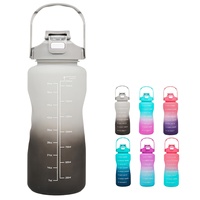 Bouteille d'eau sport en plastique super grande capacité 2000 ml avec poignée, type paille, anti-fuite, sécurisée pour l'empilage de téléphones portables