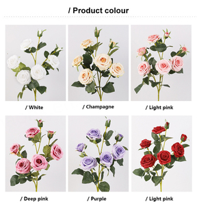Fleurs artificielles en tissu de soie, fausses roses, branche de rose artificielle à 7 têtes pour la décoration de mariage - Product Image 5