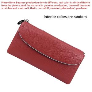 Portefeuille long en cuir de vache véritable AndoBag pour femmes, couleur unie simple, porte-monnaie, porte-cartes décontracté 1503 - Product Image 2