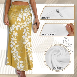1MOQ modello personalizzato di lusso di alta qualità polinesiano <span class=keywords><strong>abbigliamento</strong></span> donna hawaiana fluida con volant avvolgente gonna lunga a vita alta per le donne - Product Image 4