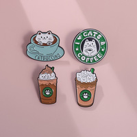 Gros dessin animé nourriture pour animaux émail épinglettes chat crème glacée beignets broches badges mode mignon épingles cadeaux pour amis bijoux