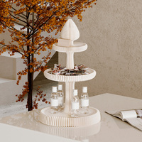 Présentoir pliable 3 niveaux Spazepaper pour macarons, bonbons et cupcakes – Idéal pour les boutiques de snacks et de pâtisseries