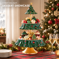 Support à gâteau de Noël en résine à 3 niveaux avec étoile sur le dessus, plateau de service pour desserts et fruits pour la table de fête