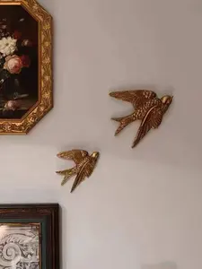 Kerajinan Swallow Resin hadiah kecil emas Retro antik dekorasi rumah kreatif gantung grosir gaya Eropa