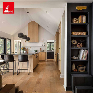 Armoire de cuisine en bois de chêne <span class=keywords><strong>clair</strong></span>, style moderne et luxueux, avec plan de travail noir, intégrée dans la crédence, pour ustensiles, par Allandgroup - Product Image 3