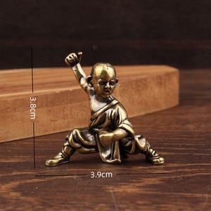 Figurine de moine Kung Fu en laiton, 4 pièces, ornement de table, décoration esthétique chinoise - Product Image 4