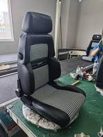 Paire de sièges de course universels RECARO LX-M en cuir PVC noir avec revêtement extérieur en daim et rails à double verrouillage à dégagement rapide