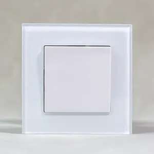 Decorative Tempering Glass Cover Plate Electrical Power 1 Gang 1 Way 2 Way Wall Embedded Light Switch European Standard