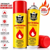 Prix d'usine, vente en gros, haute pureté, 200ml, 250ml, 300ml, OEM disponible, bouteille de gaz butane universelle pour recharge de briquet