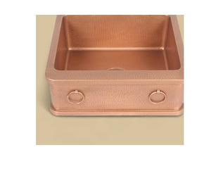 Évier de cuisine de ferme en cuivre pur de haute qualité, à tablier, à cuve unique profonde, martelé à la main, finition cuivre mat, pour la maison - Product Image 1