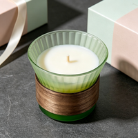 Tasse en verre côtelé givré multicolore avec couvercle à clipser, résistante à la chaleur, pour la fabrication de bougies, les cérémonies et l'usage quotidien