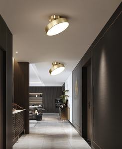 İskandinav yatak odası tavan ışık Modern basit Led sundurma koridor koridor ışık yaratıcı tam yuvarlak bakır tavan ışık - Product Image 2
