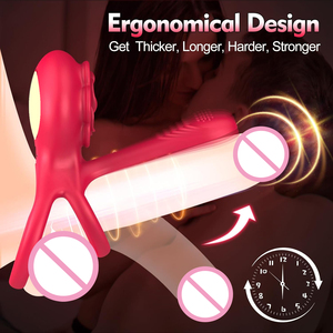 Rose Vibrierende Cock Ring Sexspielzeug für Männer App Fernsteuerung Penis Ringe Verzögerung der Ejakulation Klitoris-Stimulator für Paar Cock Ringe - Product Image 4