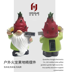 เครื่องประดับเรซิ่นรูปปีศาจผลมังกร ไฟ LED พลังงานแสงอาทิตย์ ตกแต่งสวนกลางแจ้ง กันน้ำ - Product Image 5