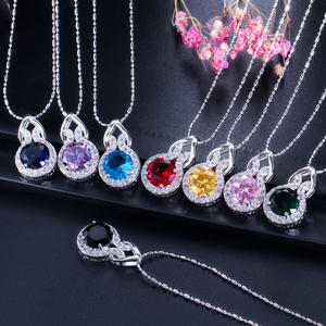 โรแมนติกสีชมพูลูกบาศก์เพทายหินชุด3ชิ้นจี้ต่างหูสร้อยคอและแหวนแฟชั่นผู้หญิงหมั้นชุดเครื่องประดับ - Product Image 6