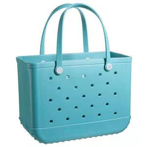 Wholesale Women Beach Waterproof Tote Bags Custom Summer Rubber Totes Large Fashion Eva Plastic Silicone Bag With Holes