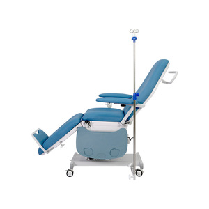 Fauteuil de prélèvement sanguin électrique Dongpin YS035 bleu paon avec poteau d'infusion réglable pour usage clinique - Product Image 1
