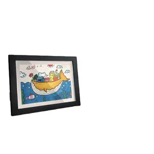 Front Open Wooden Frame for Children's Artwork A4 Art Display Horizontal and Vertical Replaceable Black Art Frame