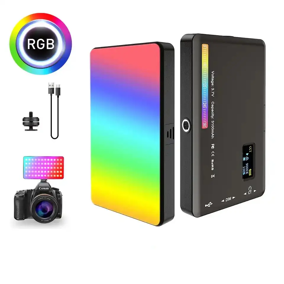 20 effets de lumière Mini RGB LED lumière vidéo photographie panneau d'éclairage sur caméra avec CRI95 + 2500-9000K écran LCD chaussure froide