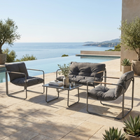 Ensemble de mobilier de patio moderne en métal, canapé d'extérieur élégant en tissu, ensemble de conversation de jardin avec coussins imperméables pour parc et appartement