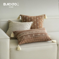 Style mexicain lin brodé canapé housse de coussin intérieur glands frange jeter taie d'oreiller salon décor hôtel fournitures
