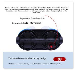 20インチフィルターハウジングブルー1/2 "3/8" 1インチポートプレフィルター家庭用商用直接飲用アクセサリー防爆 - Product Image 6