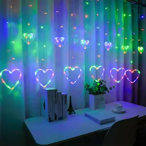 กลางแจ้ง Led กระพริบ String Light Love Heart โคมไฟอุปกรณ์จัดงานแต่งงานสาวตกแต่งห้องโรแมนติก Icicle Fairy Light