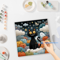 CHENISTORY Peinture par numéros DIY, cadeau d'Halloween, tableau sur numéros, chat noir, peinture acrylique par numéros pour adultes, cadeau DIY