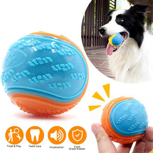 Toptan 9cm/6.5cm yıkılmaz köpek çiğnemek topu renkli TPR kauçuk gıcırtılı köpek tenis topu eğitim için - Product Image 2