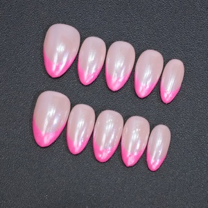 <span class=keywords><strong>Uñas</strong></span> Postizas Acrílicas Cortas Hechas a Mano al Estilo Francés, <span class=keywords><strong>Uñas</strong></span> Falsas Reutilizables - Product Image 1