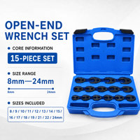 Jeu de clés à écrous évasées Crowfoot 15 pièces 8mm-24mm, clé à cliquet en forme de C à extrémité ouverte pour le retrait des écrous de conduites de frein et de carburant, outils de réparation automobile